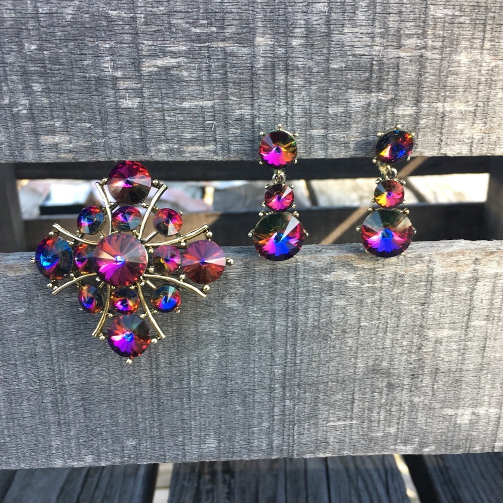 - Vintage Margarita Stone Brooch & Earring Set! EUC!